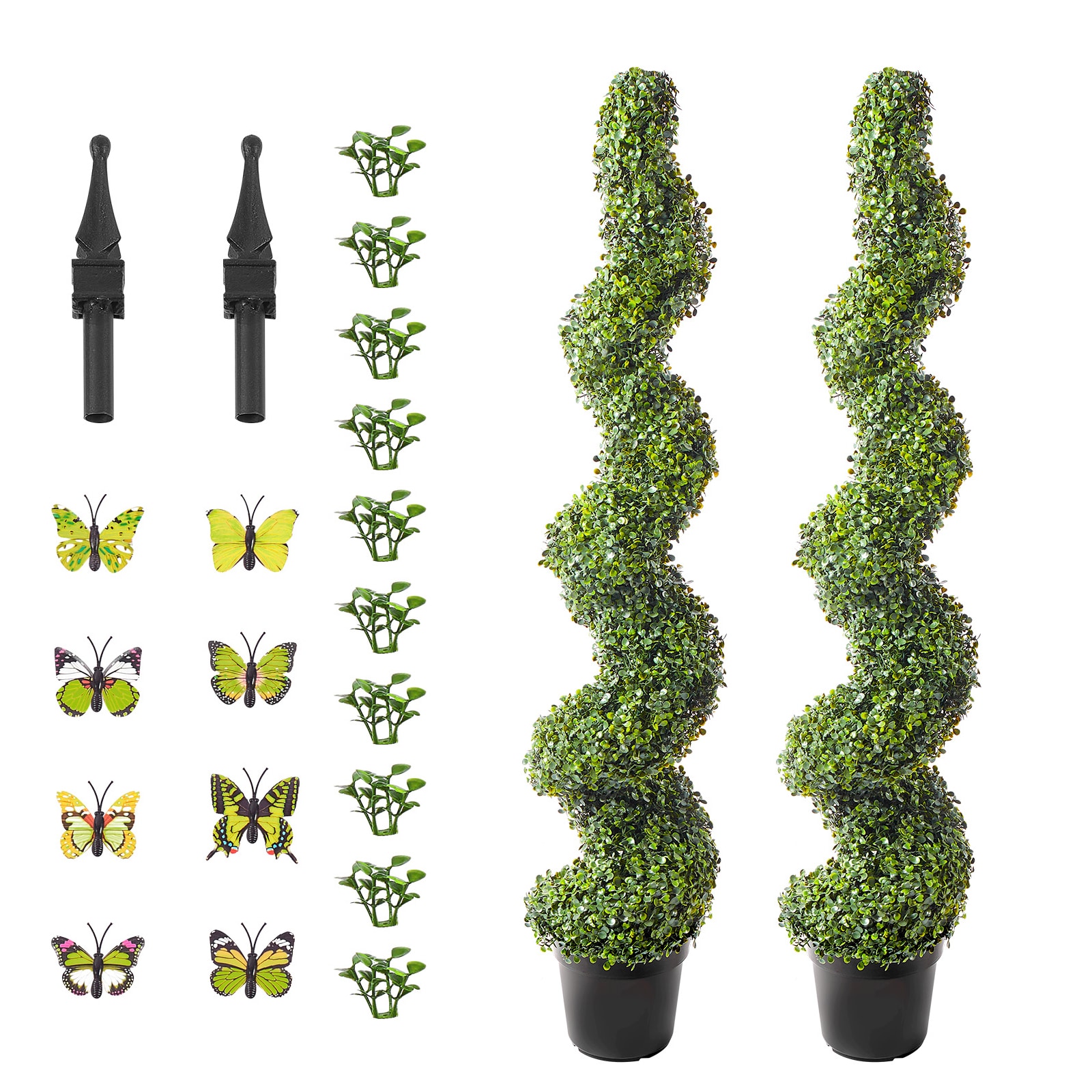 2 Pack 5' Artificial Boxwood Topiary Tree Plant UV Decor In/Outdoor_voghion.com